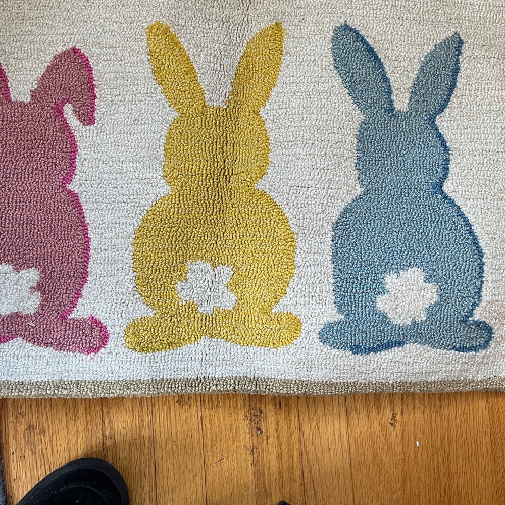 Easter Bunny Rug Runner - Pink, Yellow & Blue Bunny Design - Picture 8 of 15